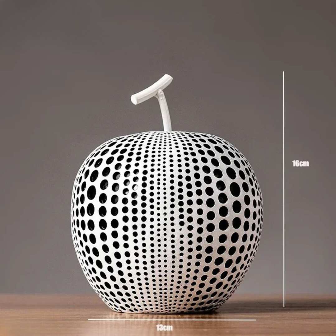 Dekorativ MonoApple-Figur – Apfel mit schwarzen und weißen Punkten