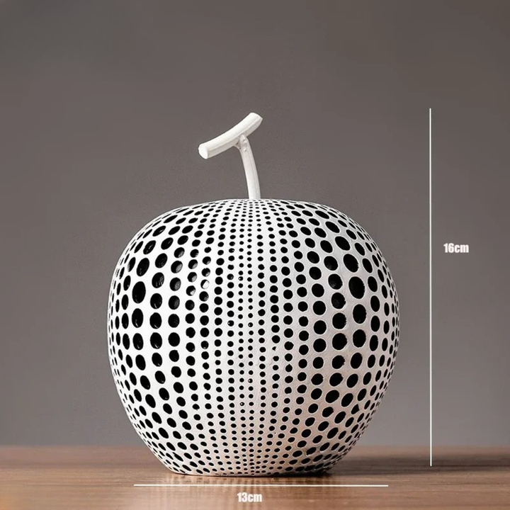 Dekorativ MonoApple-Figur – Apfel mit schwarzen und weißen Punkten