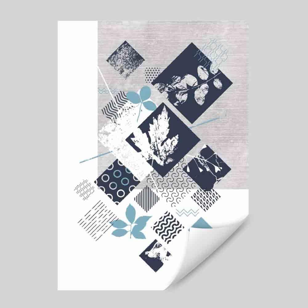 BOTANISK Abstrakt GEOMETRISK Marineblått og turkis blomstermønster 03