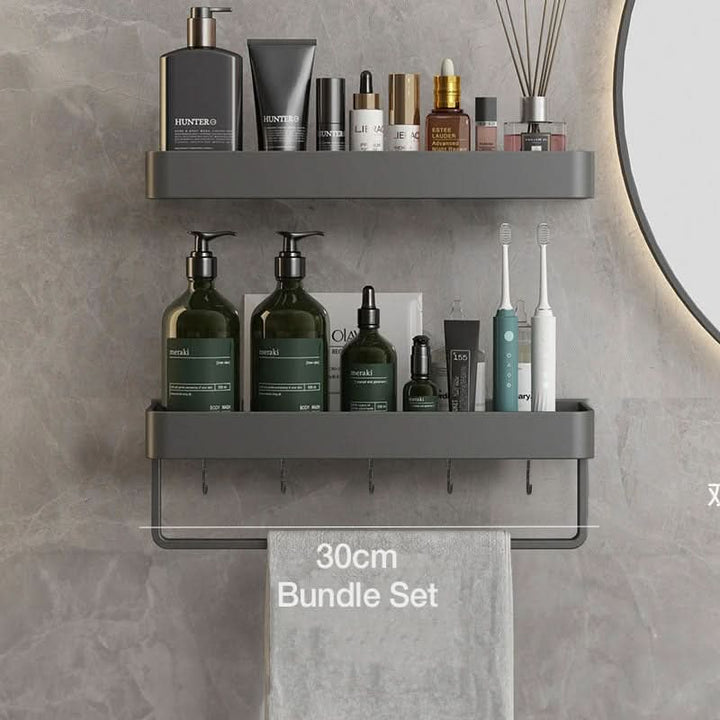 Skanto | Elegant Vegghylle for Stilfull Badorganisering uten Borrehull