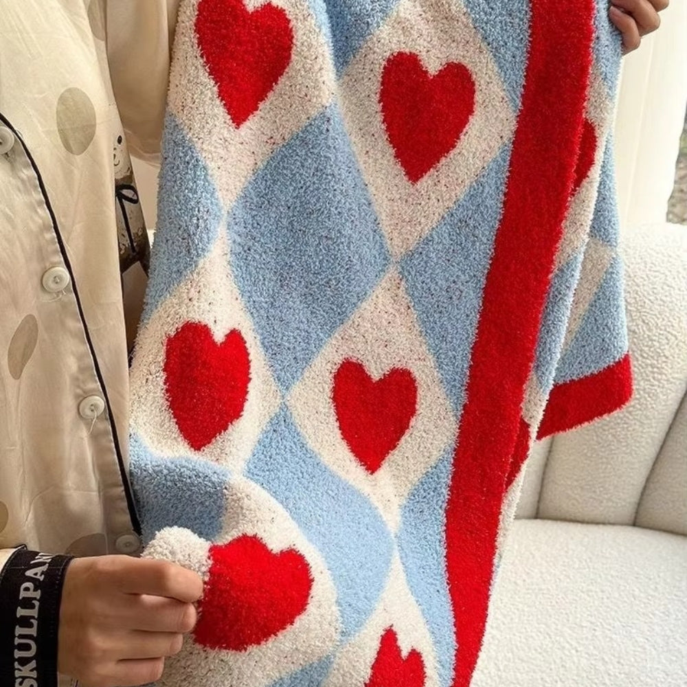 Skanto | Argyle Scarlet Heart Soft Blanket