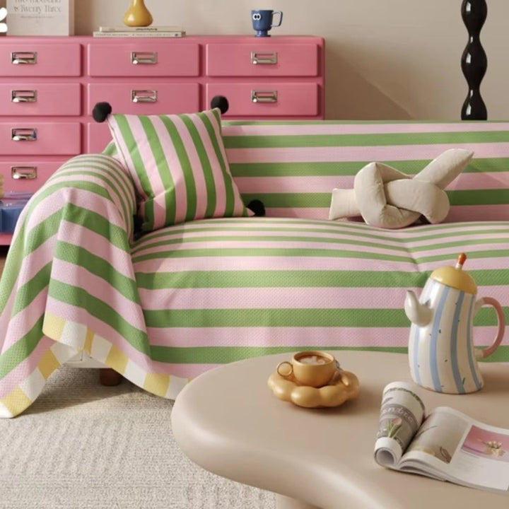Skanto | Atelier Pastel Stripete Sofa Trekk