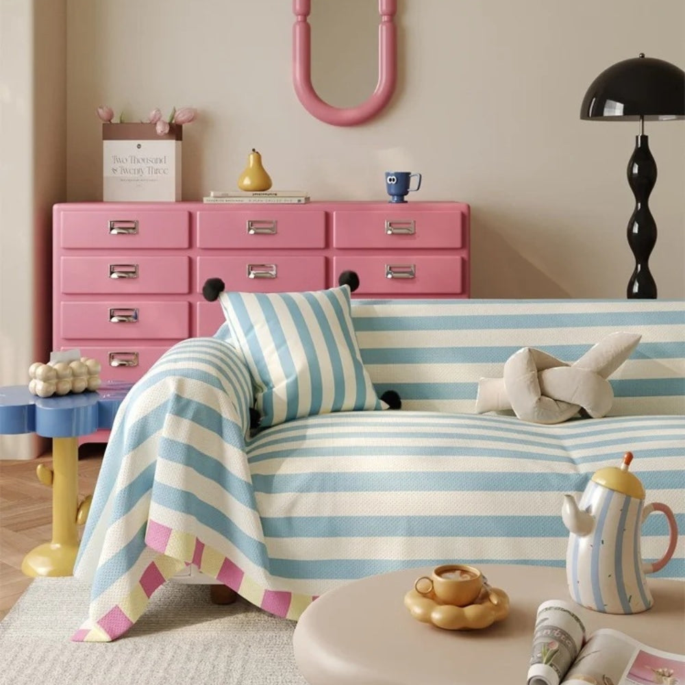 Skanto | Atelier Pastel Stripete Sofa Trekk
