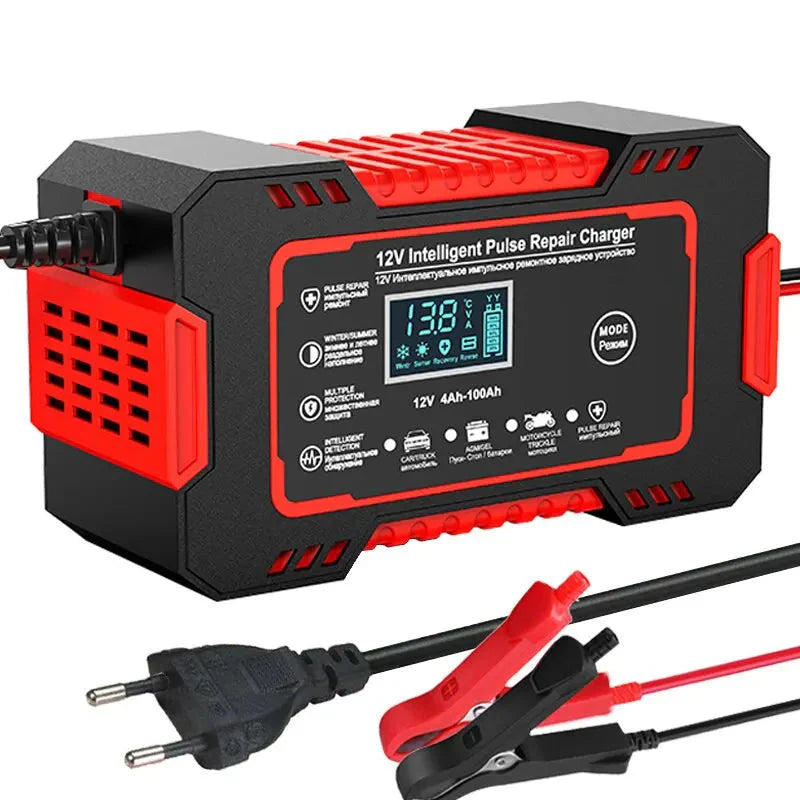 Skanto | 12V 6A Smart Bilen Batterilader | Pulse Reparasjon, LCD Skjerm & Hurtiglading for AGM, Gel & Blysyrebatterier