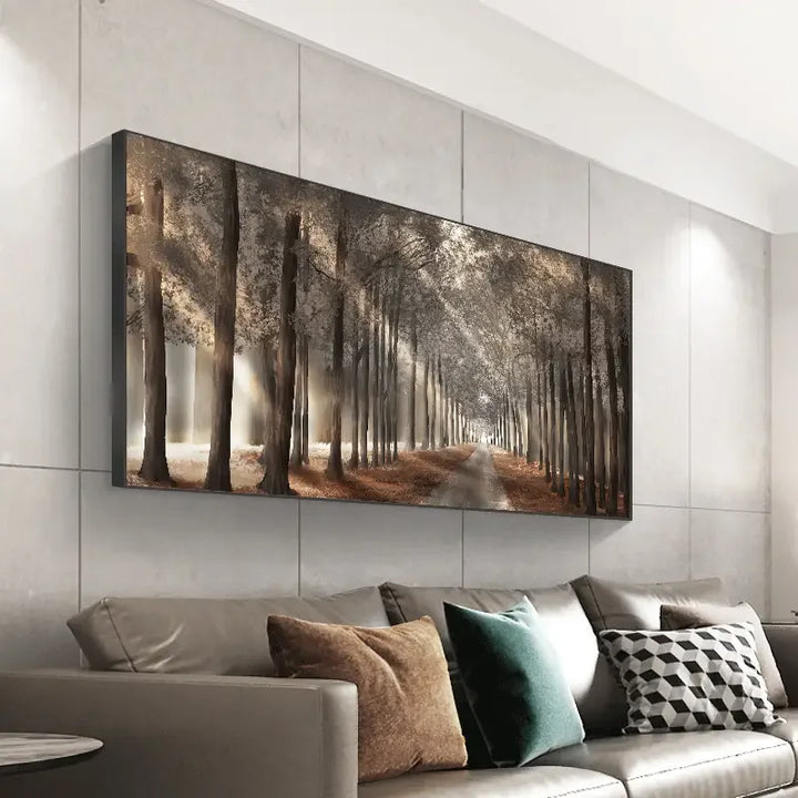 Høstsolskogen Veggkunst Fine Art Lerretstrykk Naturlig Landskapsbilde For Stue Spisestue Skandinavisk Interiør | Skanto