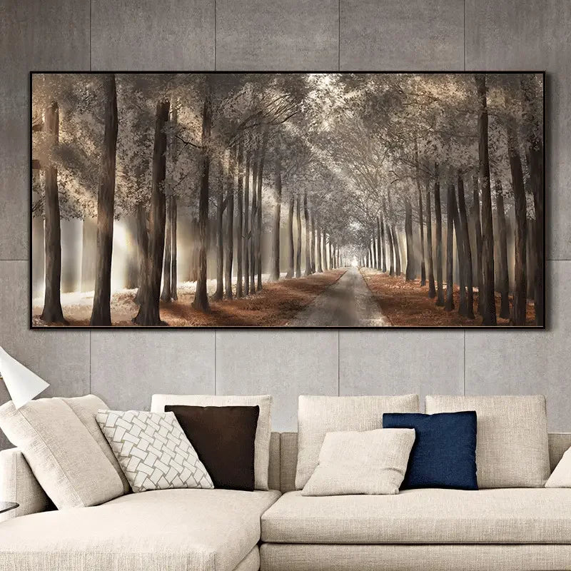 Høstsolskogen Veggkunst Fine Art Lerretstrykk Naturlig Landskapsbilde For Stue Spisestue Skandinavisk Interiør | Skanto