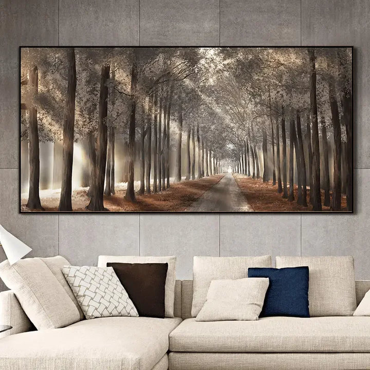 Høstsolskogen Veggkunst Fine Art Lerretstrykk Naturlig Landskapsbilde For Stue Spisestue Skandinavisk Interiør | Skanto