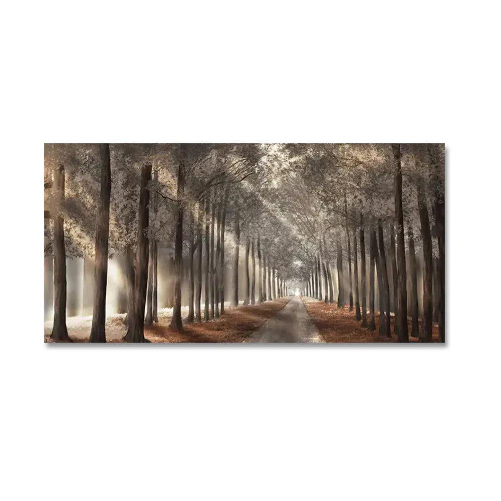 Høstsolskogen Veggkunst Fine Art Lerretstrykk Naturlig Landskapsbilde For Stue Spisestue Skandinavisk Interiør | Skanto