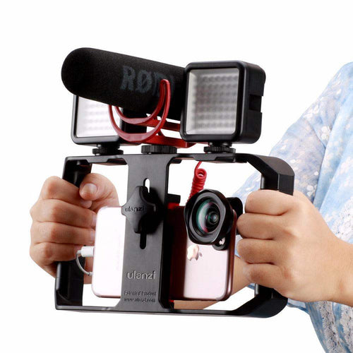 VideoGrip Smartphone-Stabilisator – Profesjonell Filmkäfig med Blitzschuhhalterungen