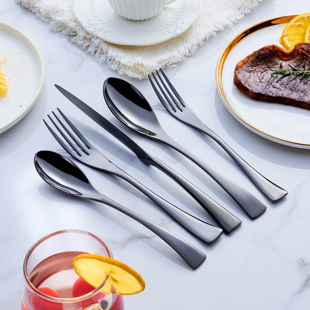 Skanto | Elegant svart rustfritt stål bestikksett