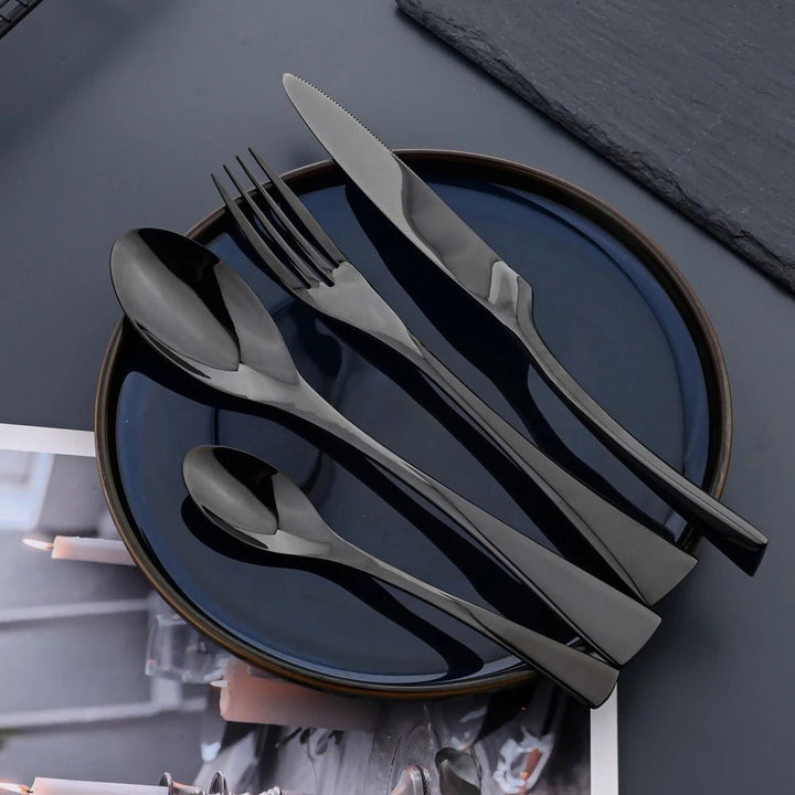 Skanto | Elegant svart rustfritt stål bestikksett