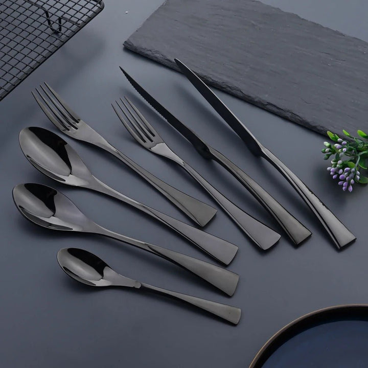 Skanto | Elegant svart rustfritt stål bestikksett