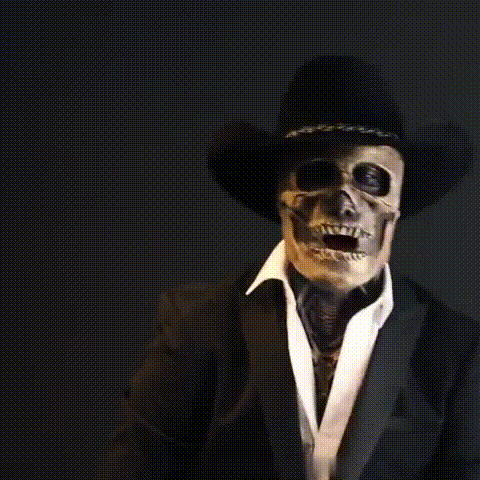 Skanto | Realistisk skjelettmaske med hatt for ultimate Halloween-kostyme