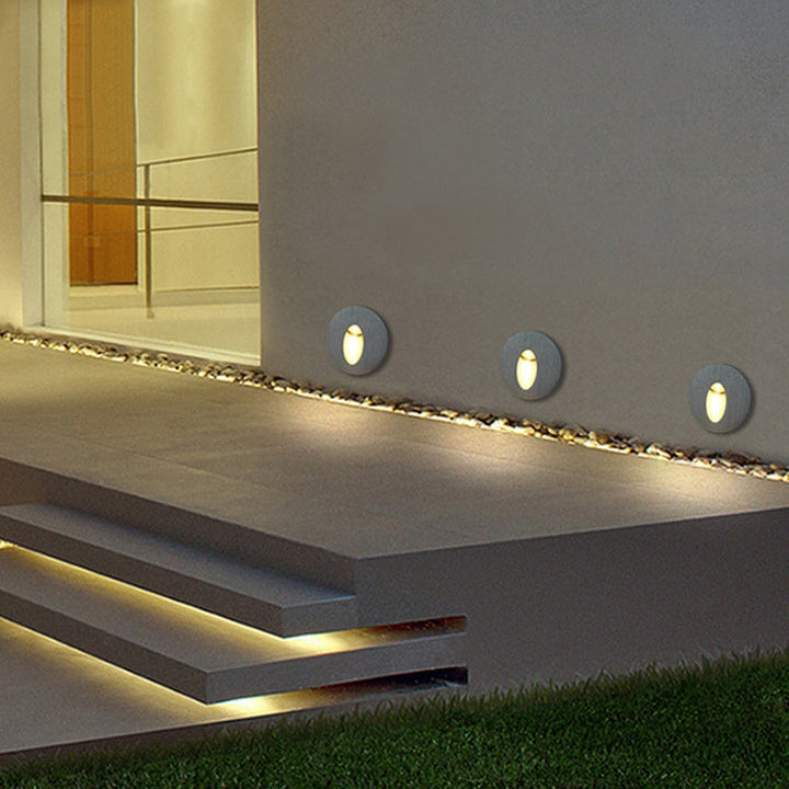 Skanto | Moderne Art Deco Rund Firkan Aluminium Vanntett LED Vegglys for Gangene