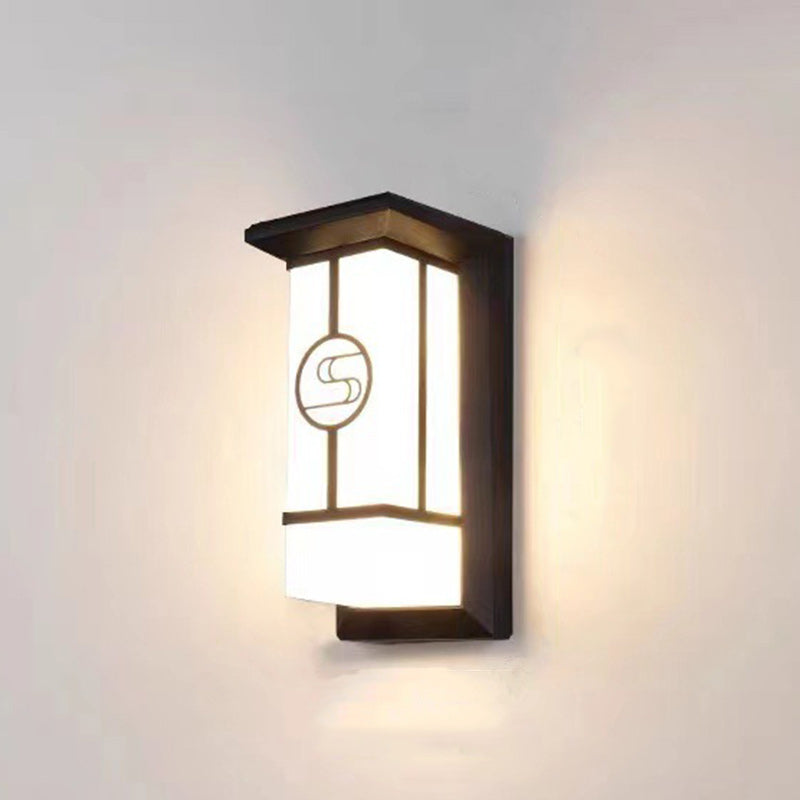 Rektangulær, vanntett LED-vegglampe laget av aluminium og akryl for terrasser