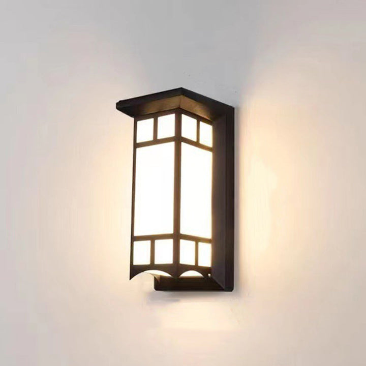 Rektangulær, vanntett LED-vegglampe laget av aluminium og akryl for terrasser