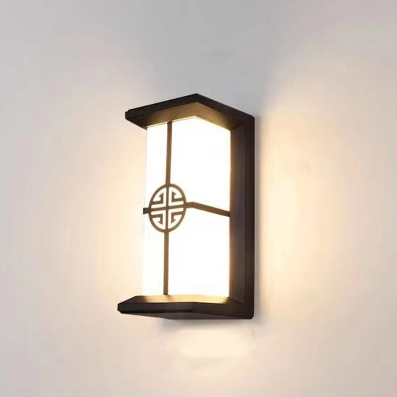 Rektangulær, vanntett LED-vegglampe laget av aluminium og akryl for terrasser