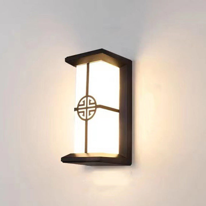 Rektangulær, vanntett LED-vegglampe laget av aluminium og akryl for terrasser