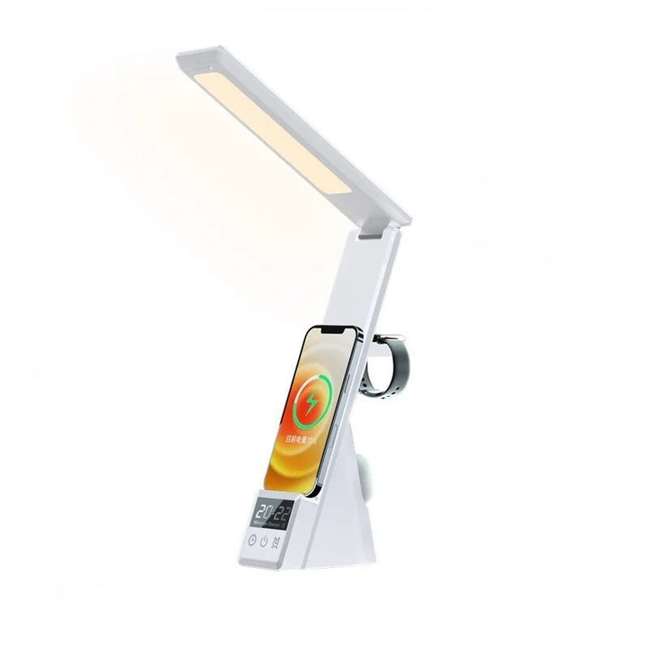 Skanto | MultiLite Hub - 5-i-1 - Lampe - Trådløs lader - Praktisk vekkerklokke