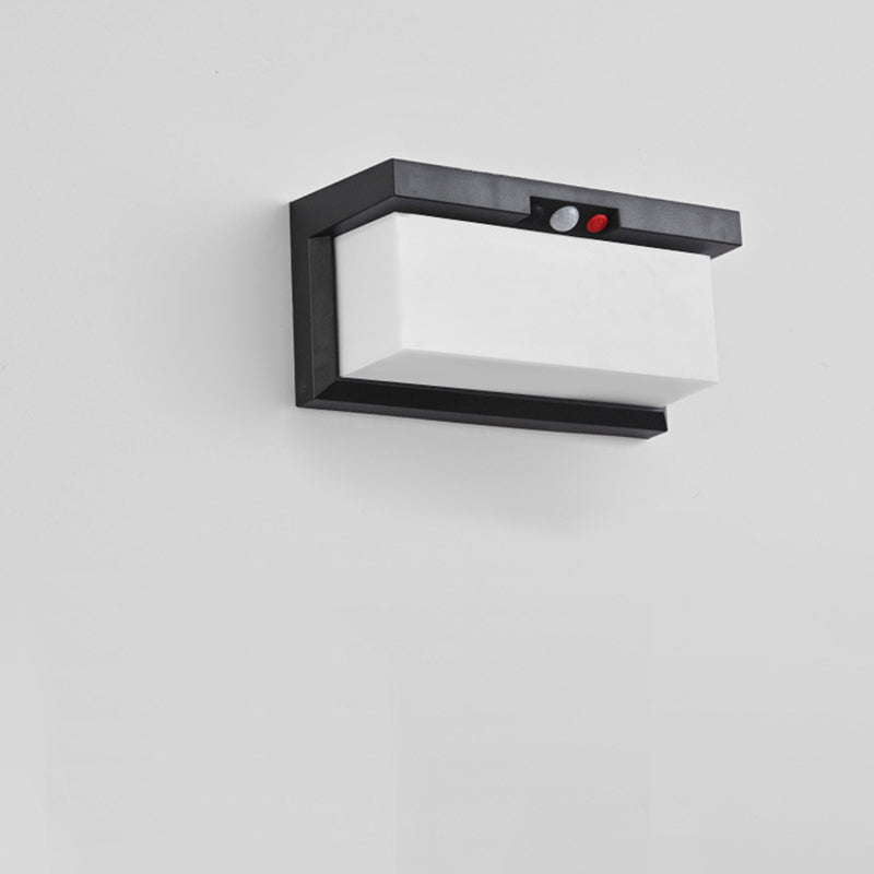 Moderne minimalistiske sol- og vanntette plast- og PC-rektangulære LED-vegglampe for utendørs, patio og hage | Skanto