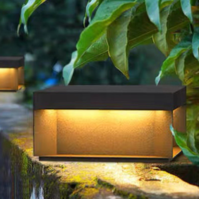 Moderne Minimalistiske Rustfritt Stål Firkantet LED Utendørs Lys Med Solenergi & Vanntette Funksjoner For Hage, Terrase, Port | Skanto