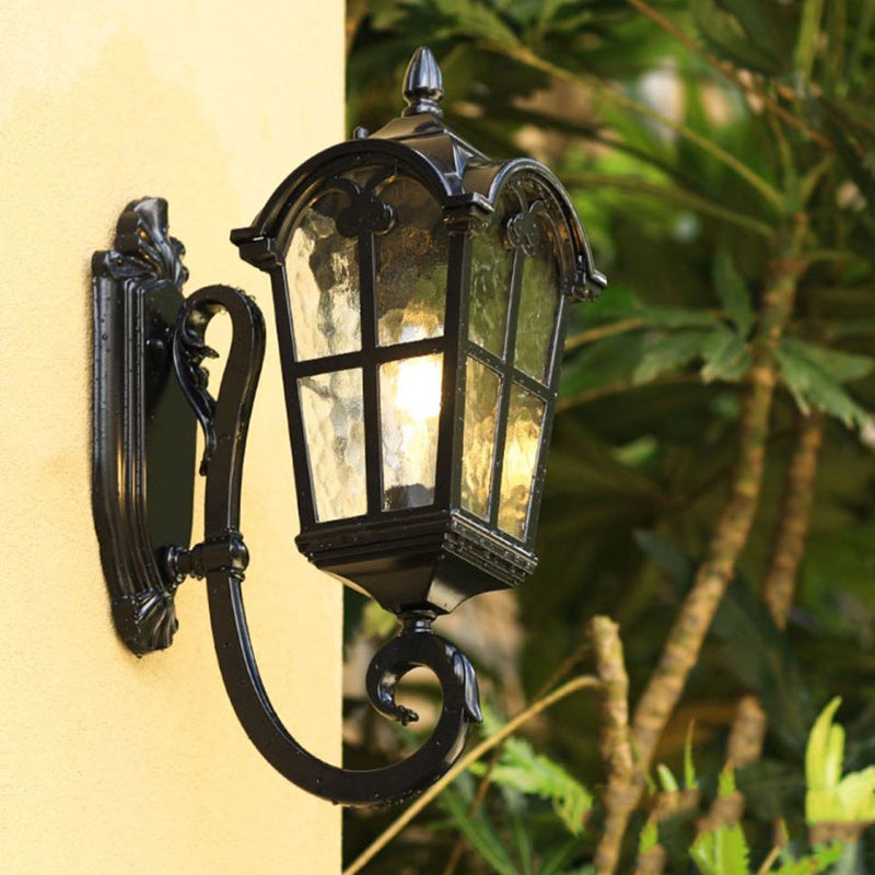 Samtidig nordisk aluminium glass buet firkantet 1-lampe vegglampe for utendørs | Skanto
