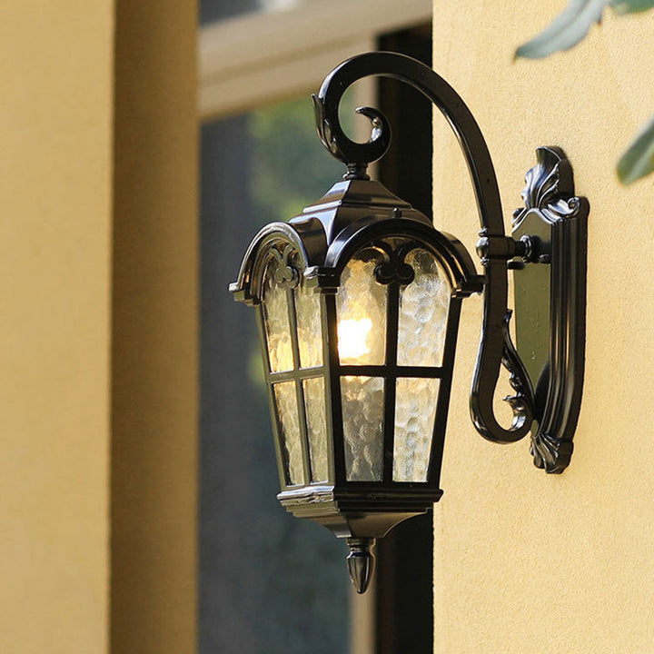 Samtidig nordisk aluminium glass buet firkantet 1-lampe vegglampe for utendørs | Skanto