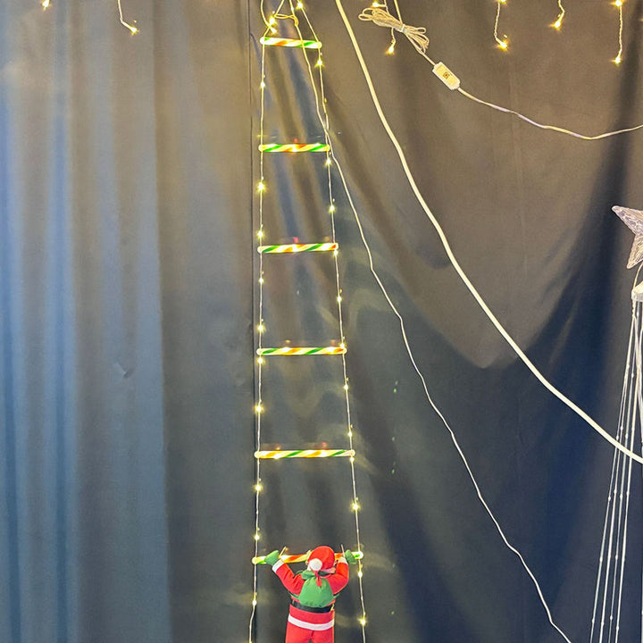 Skanto | Moderne Art Deco PVC Bomull Stige Form Santa Claus Jule Dekorasjon LED Lyskjede For Utendørs