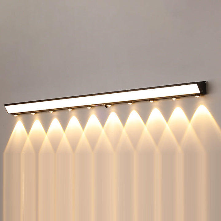 Moderne minimalistiske solenergi vanntett bevegelsessensor akryl aluminium og rustfritt stål rektangulær LED vegglampe for utendørs patio | Skanto