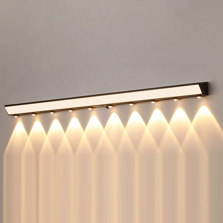 Moderne minimalistiske solenergi vanntett bevegelsessensor akryl aluminium og rustfritt stål rektangulær LED vegglampe for utendørs patio | Skanto