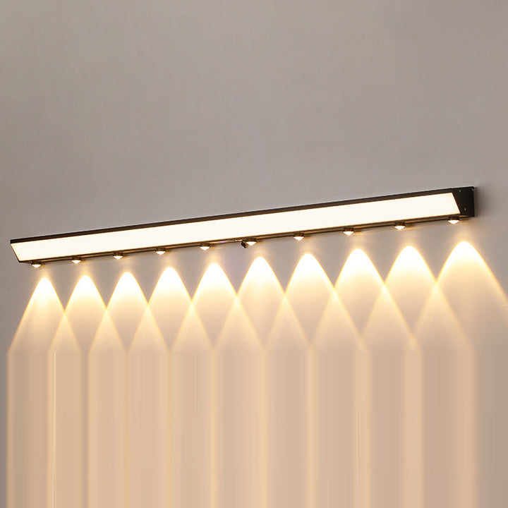 Moderne minimalistiske solenergi vanntett bevegelsessensor akryl aluminium og rustfritt stål rektangulær LED vegglampe for utendørs patio | Skanto