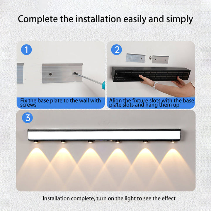 Moderne minimalistiske solenergi vanntett bevegelsessensor akryl aluminium og rustfritt stål rektangulær LED vegglampe for utendørs patio | Skanto