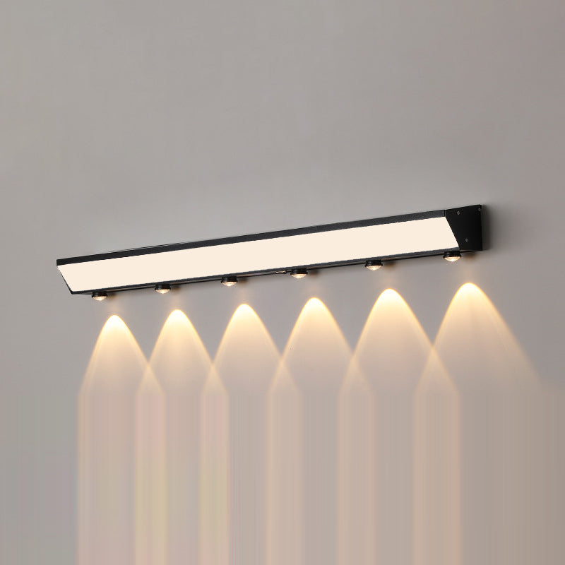 Moderne minimalistiske solenergi vanntett bevegelsessensor akryl aluminium og rustfritt stål rektangulær LED vegglampe for utendørs patio | Skanto