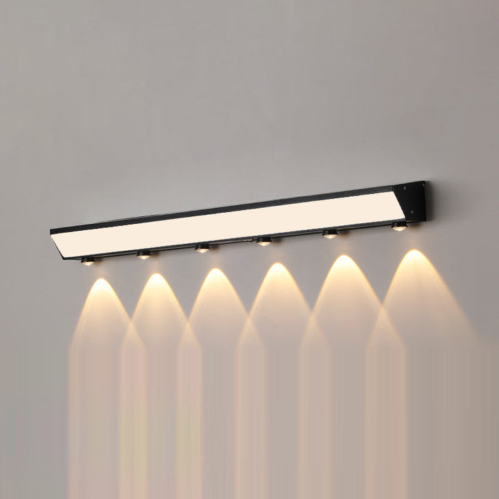 Moderne minimalistiske solenergi vanntett bevegelsessensor akryl aluminium og rustfritt stål rektangulær LED vegglampe for utendørs patio | Skanto