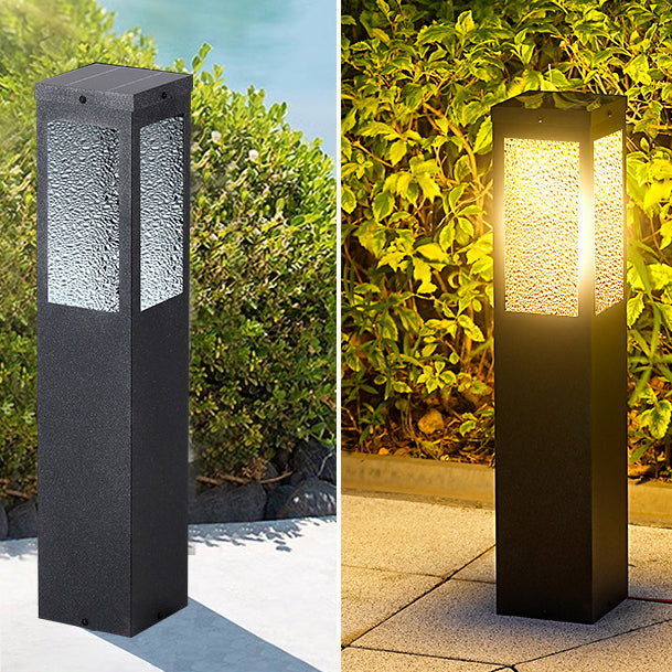 Vanntett sokkellampe i metall og glass med diamantstruktur, 1 lyskilde, for hage og terrasse