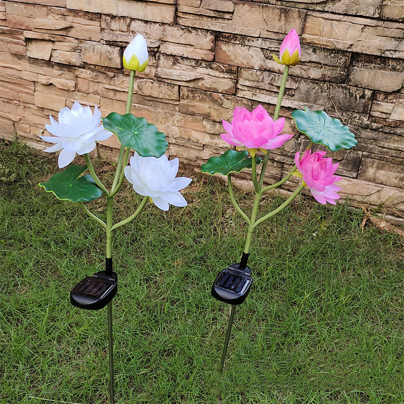 Samtidig Kreativ Lotusblomst Lotusblad Silke Tøy Rustfritt Stål LED Landskapslys Utendørslys For Hage | Skanto