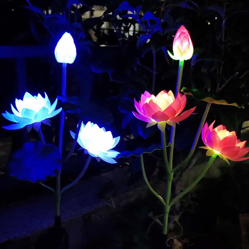 Samtidig Kreativ Lotusblomst Lotusblad Silke Tøy Rustfritt Stål LED Landskapslys Utendørslys For Hage | Skanto