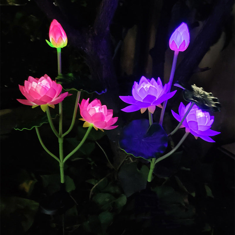 Samtidig Kreativ Lotusblomst Lotusblad Silke Tøy Rustfritt Stål LED Landskapslys Utendørslys For Hage | Skanto