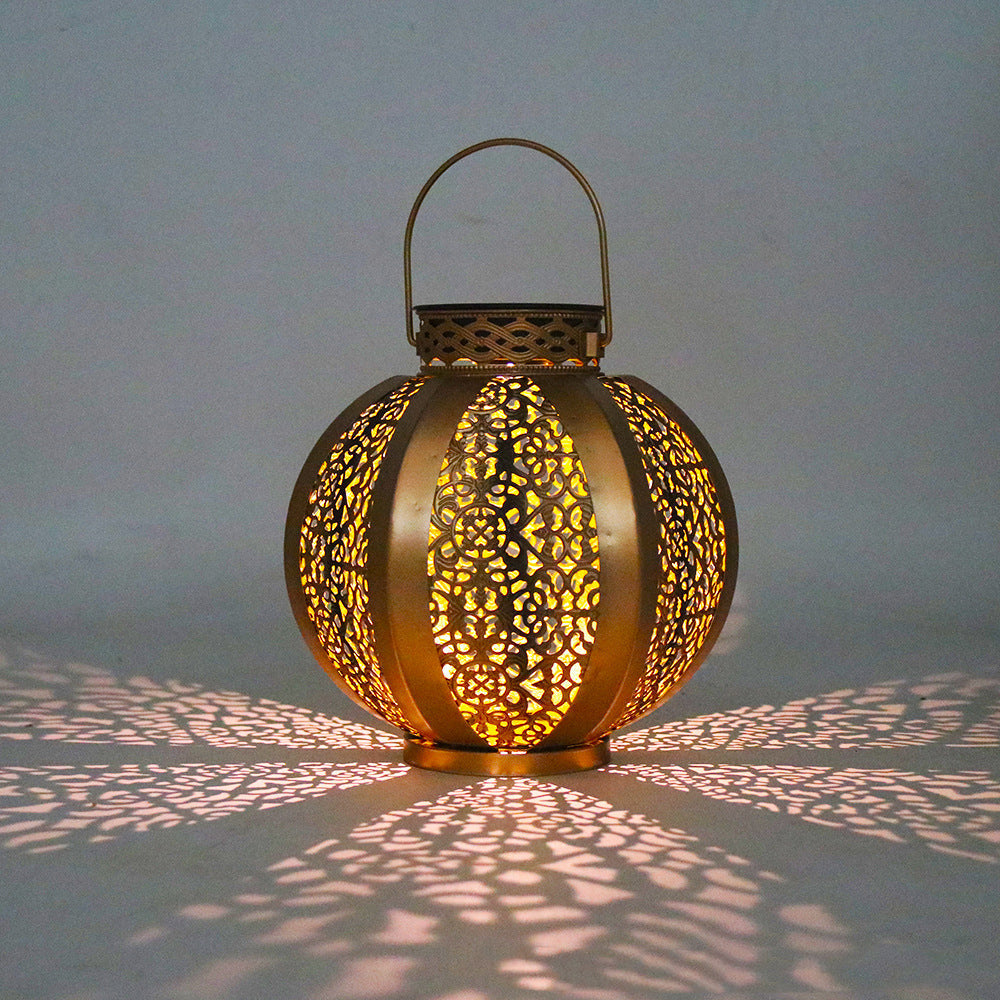 Moderne Art Deco Solvanntett Sekskanta Rund Lantern Jern LED Utendørs Lys For Hage | Skanto
