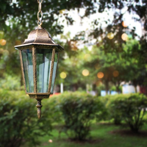 Tradisjonell Vintage Vanntett Hexagonal Aluminiumsakryl 1-Lys Pendellampe For Utendørs Patio | Skanto