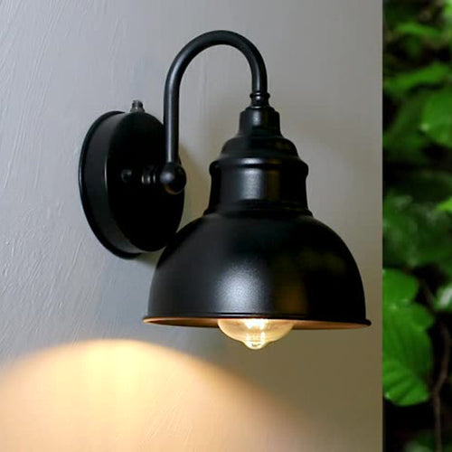 Moderne minimalistisk utendørs vanntett rund buet pole jern skygge 1-lys vegglampe for hage | Skanto