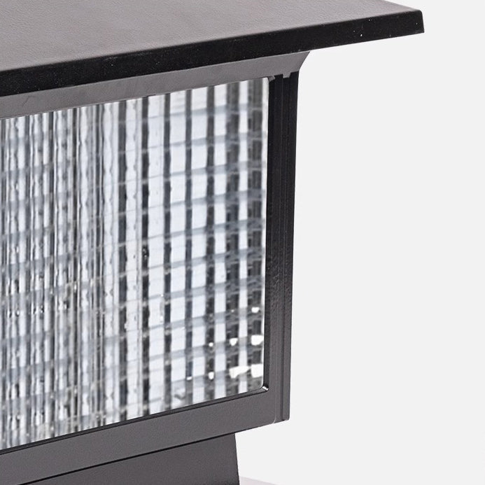 Moderne Minimalistisk Solvannrett Rektangulær Diamant Stripe Glasseskjerm Aluminium Ramme LED Post Hodelampe For Hage | Skanto