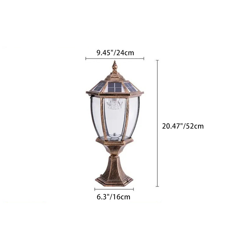 Moderne Retro Sekskant Aluminium Glass LED Sollykt Hode Landskapslys For Hage | Skanto