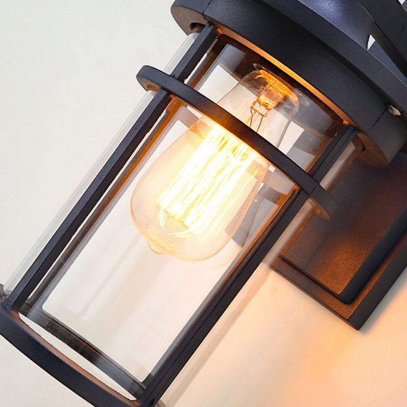 Moderne industriell søyle aluminium glass 1-lys vegglampe for hage | Skanto