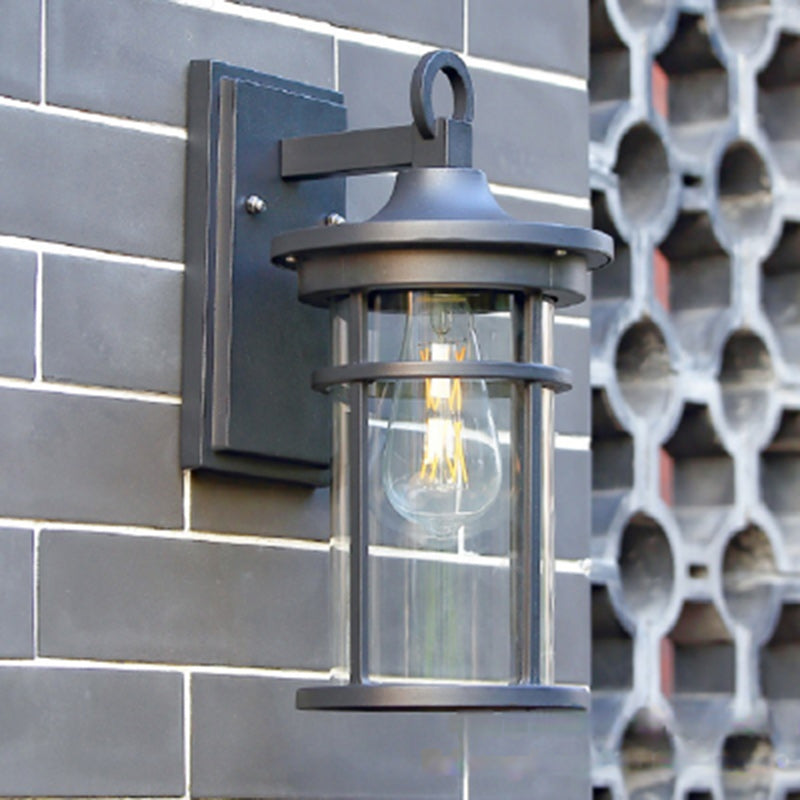 Moderne industriell søyle aluminium glass 1-lys vegglampe for hage | Skanto