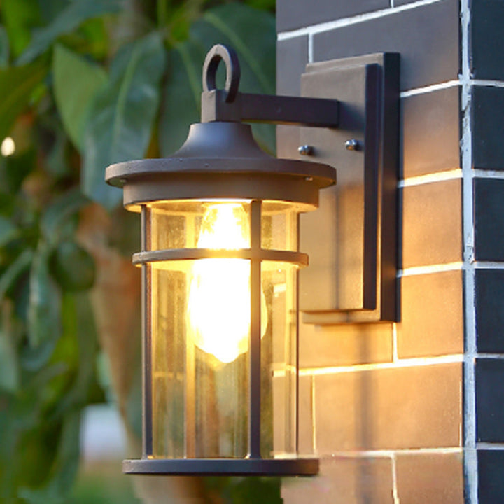 Moderne industriell søyle aluminium glass 1-lys vegglampe for hage | Skanto