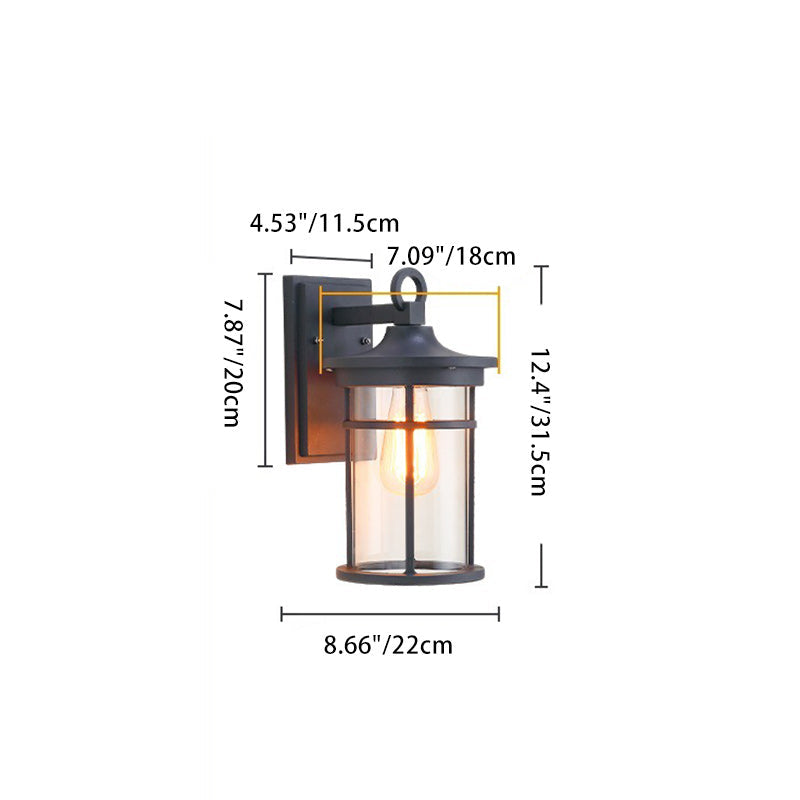 Moderne industriell søyle aluminium glass 1-lys vegglampe for hage | Skanto