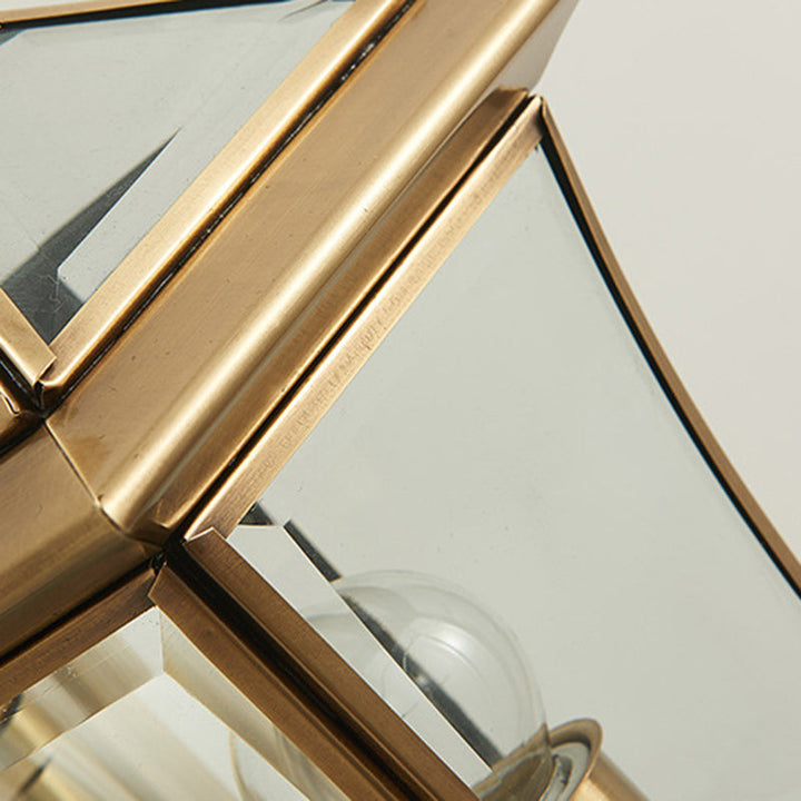 Tradisjonell europeisk trapezoid kobberglass 1-lys vegglampe for hage | Skanto