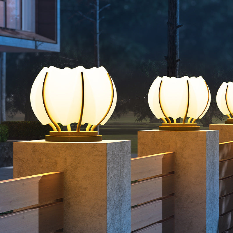 Moderne Kreativ Blomst Jern Plast LED Post Hode Lys For Hage | Skanto
