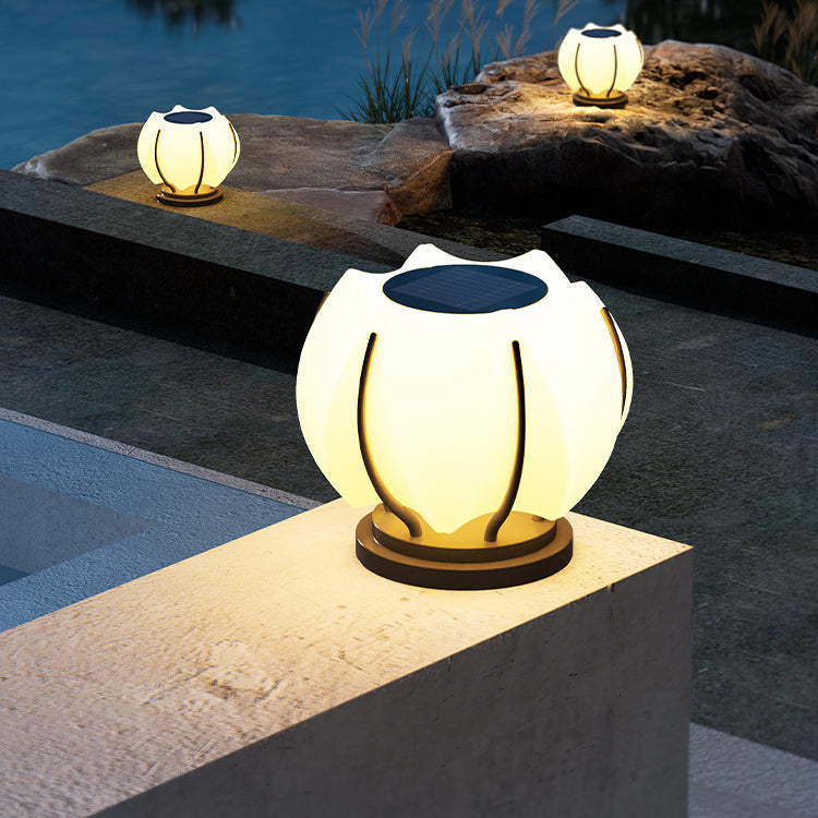 Moderne Kreativ Blomst Jern Plast LED Post Hode Lys For Hage | Skanto